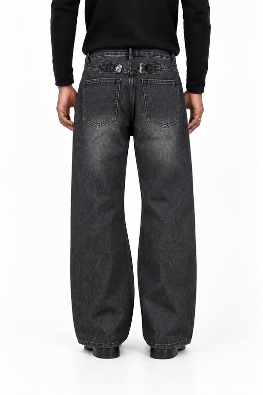 Washed Black Relaxed Denim Jeans