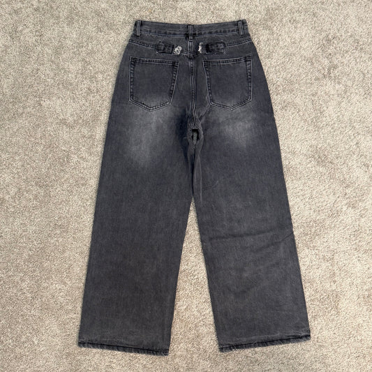 Washed Black Relaxed Denim Jeans