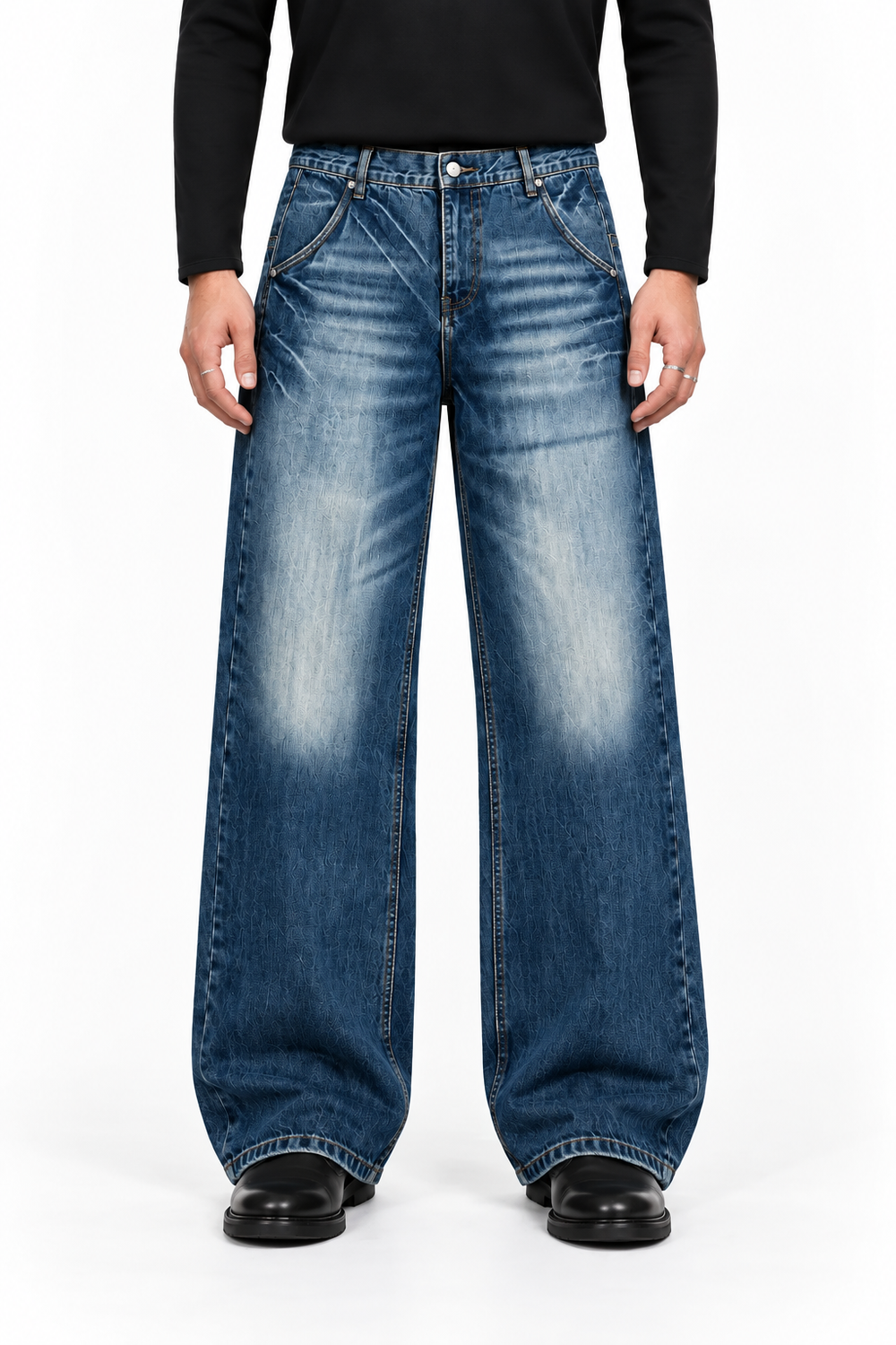 Vintage Fade Wide Leg Denim Jeans
