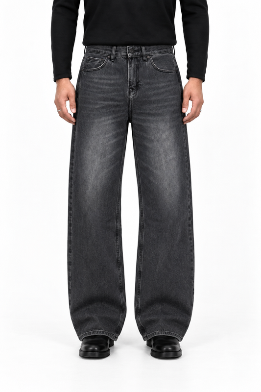Washed Black Relaxed Denim Jeans