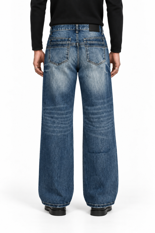Vintage Fade Wide Leg Denim Jeans