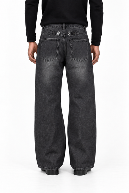 Washed Black Relaxed Denim Jeans