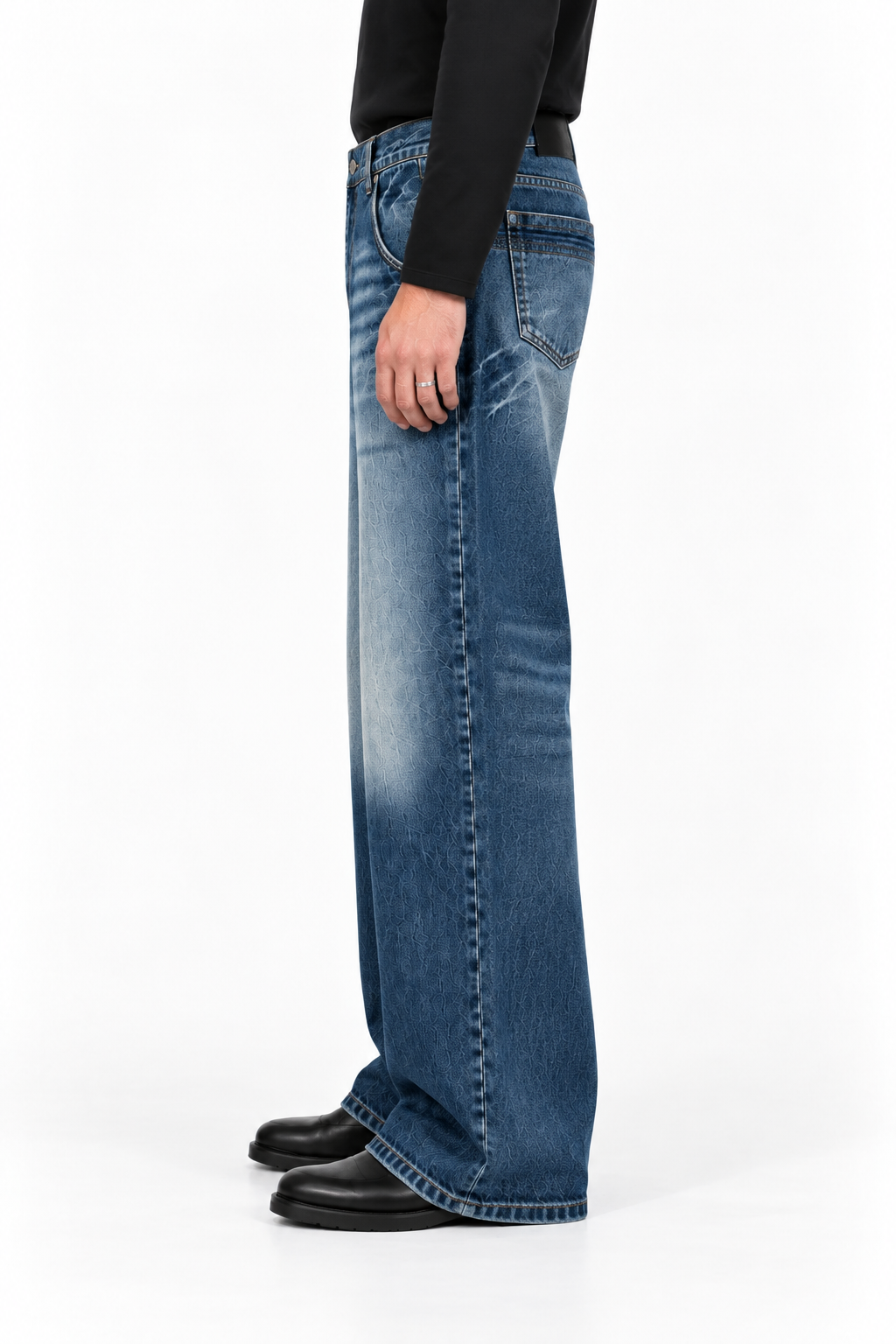 Vintage Fade Wide Leg Denim Jeans