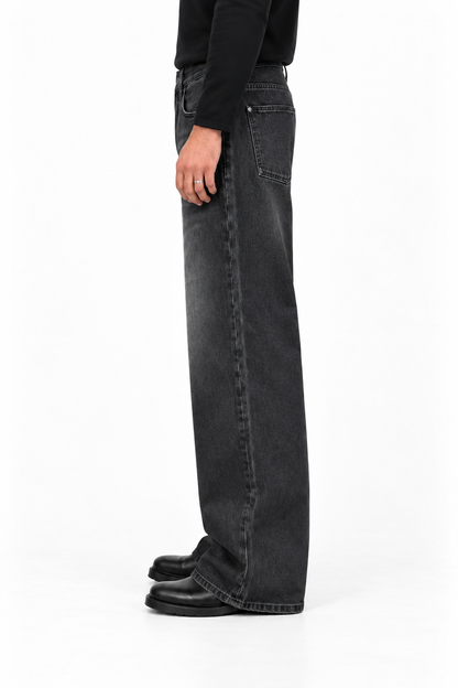 Washed Black Relaxed Denim Jeans