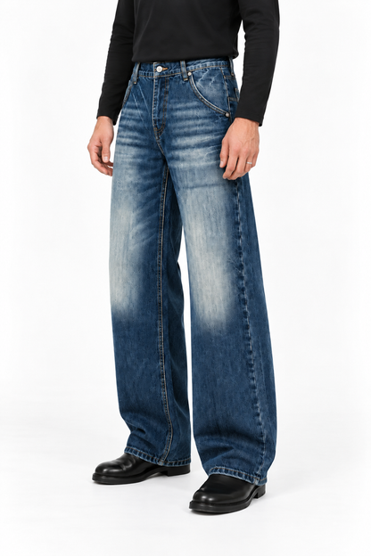 Vintage Fade Wide Leg Denim Jeans