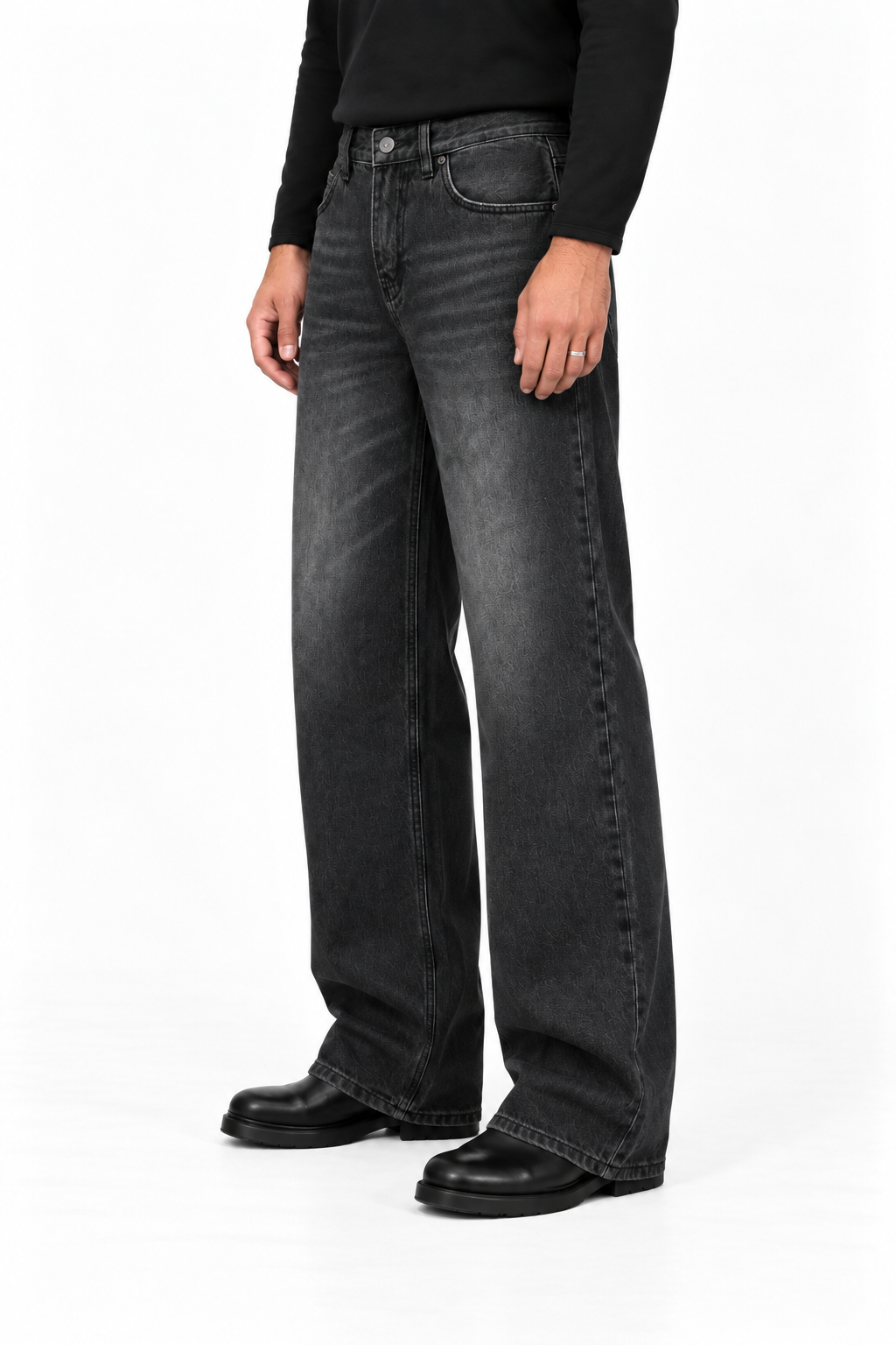 Washed Black Relaxed Denim Jeans