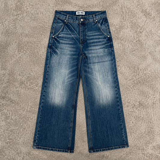 Vintage Fade Wide Leg Denim Jeans
